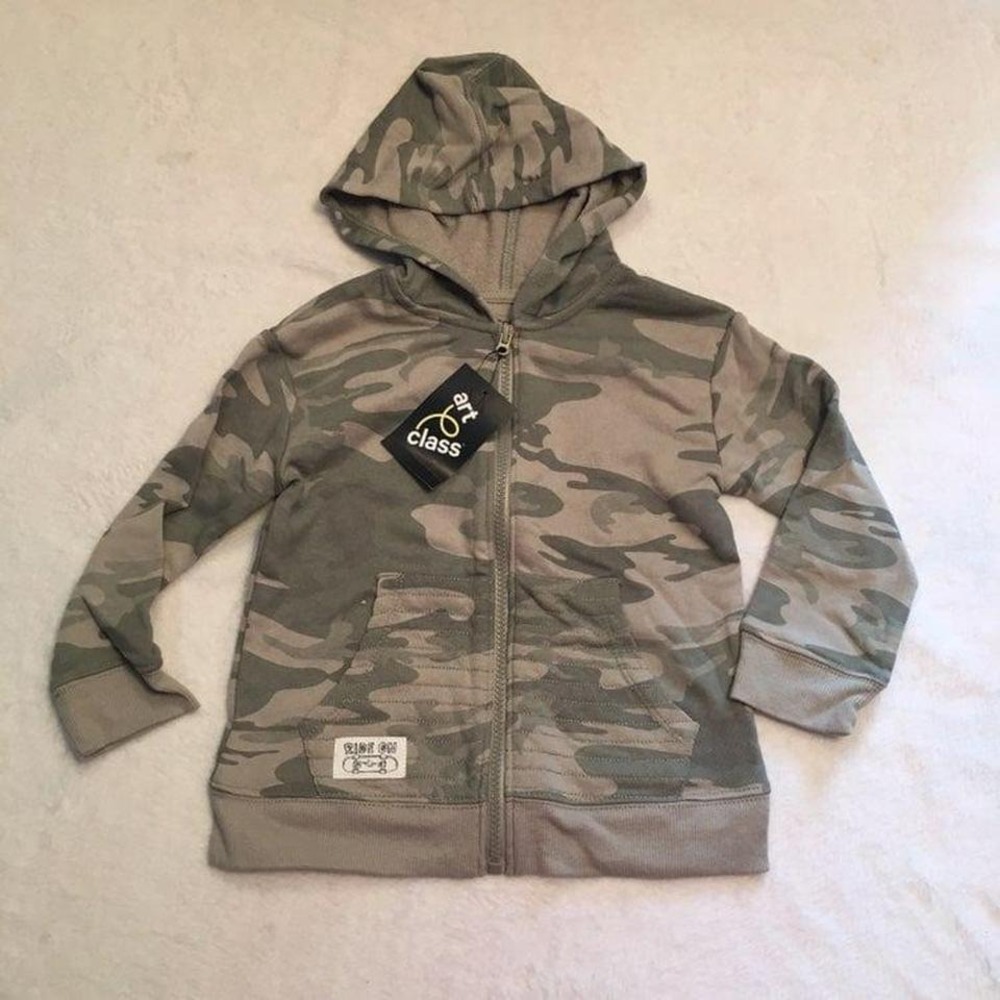 NWT Boys Hooded Zip‑Up Sweatshirt 3T – Camp Style Hoodie